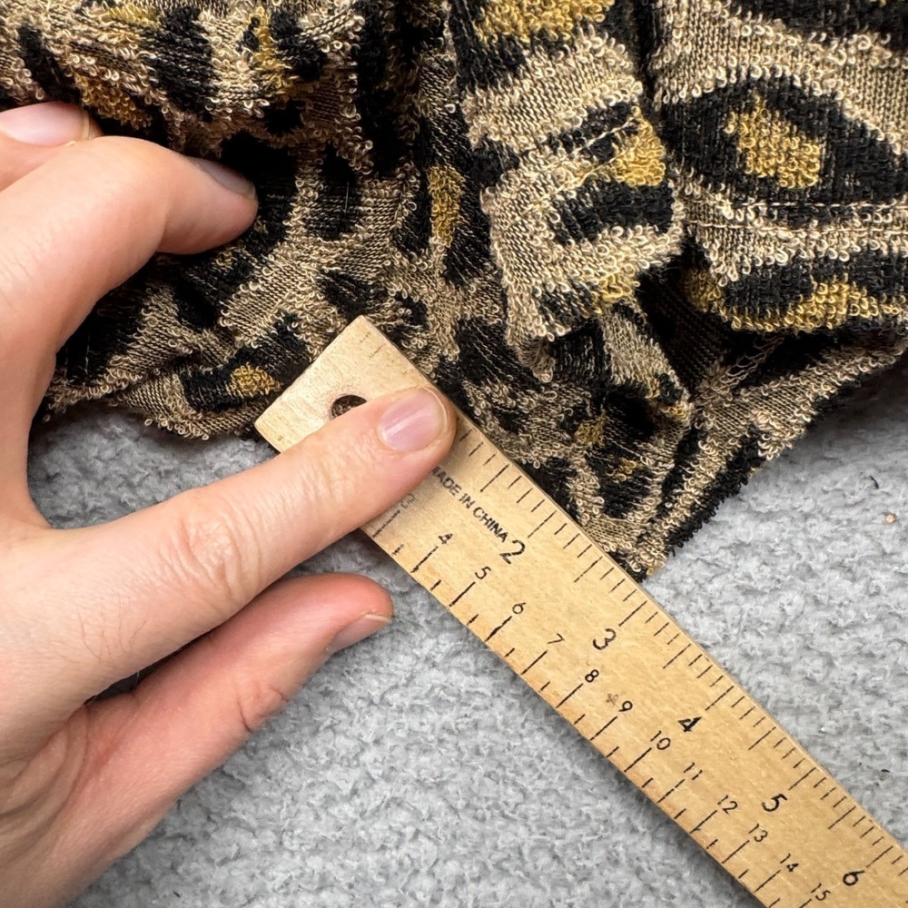 Free People Romper Women XS Brown Leopard Cheetah Print Jumpsuit Terrycloth Boho - Picture 13 of 14